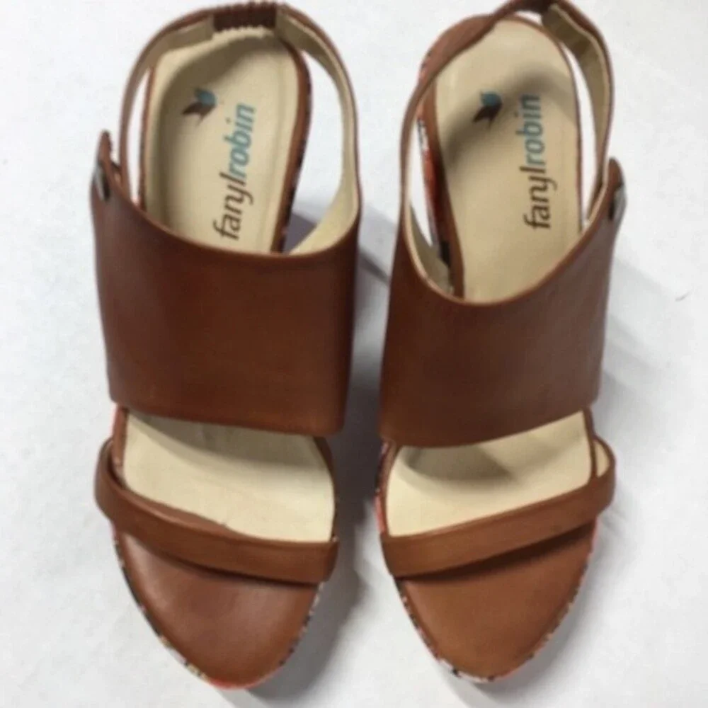 Faryl Robin 'Thea' Wedge In Terra Leather Sandal 8